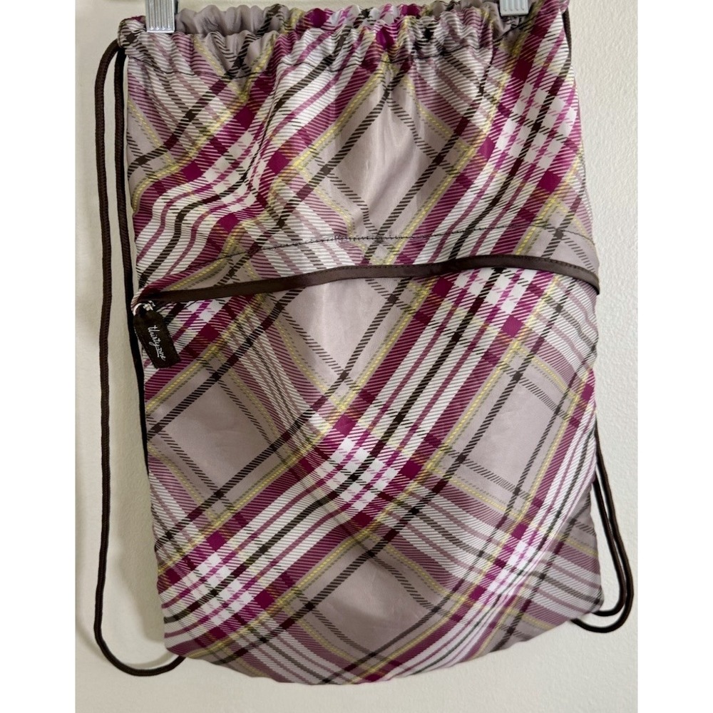 Thirty One Cinch Sac Printed Floral Plaid Back Pack Purse